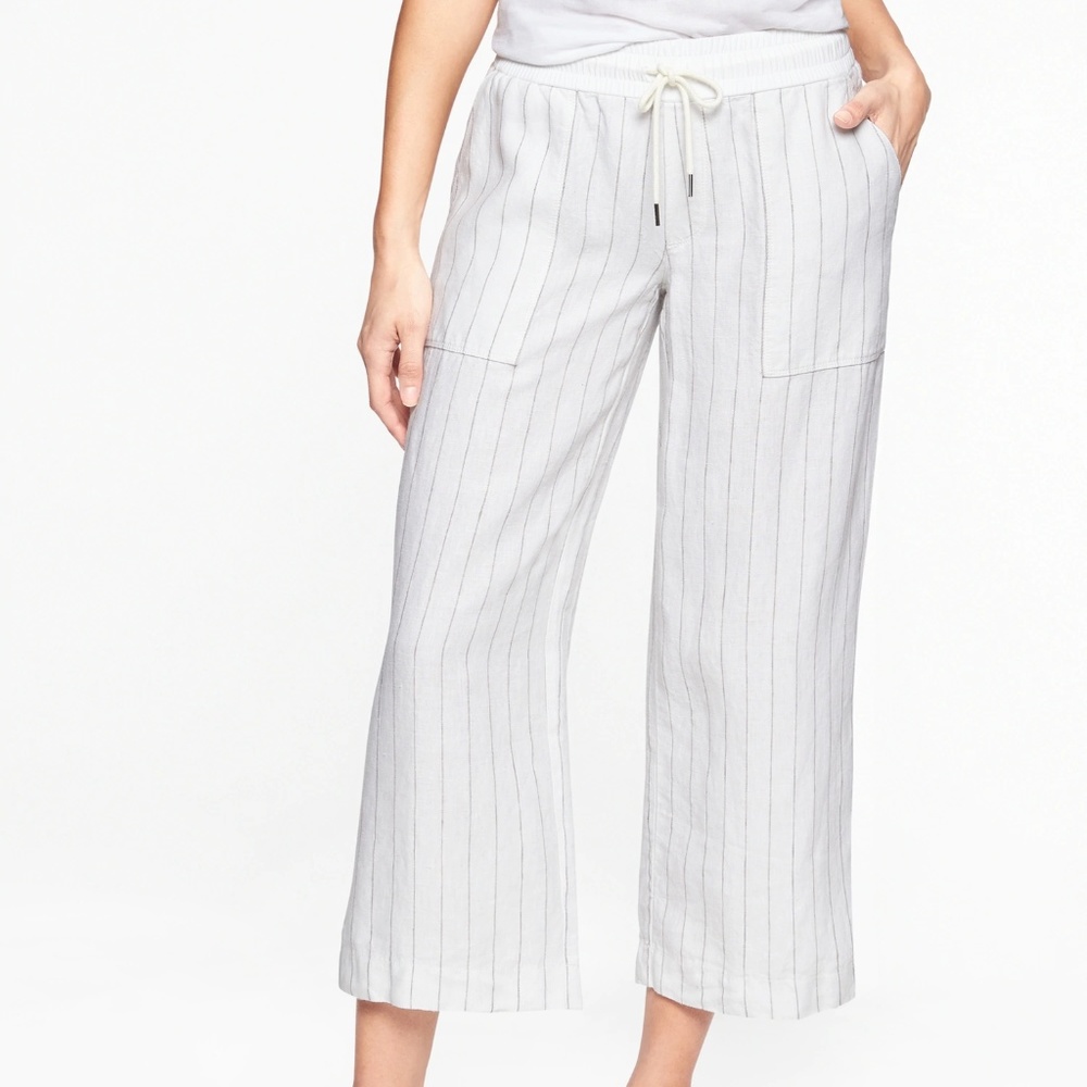 ATHLETA Striped Bali Linen Crop, NWT 14